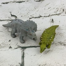 Toy Major Rubber Jiggly Dinosaur Figures Lot Of 2 Stegosaurus Triceratops Green - £9.47 GBP