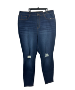 Fashion to Figure FTF Skinny Jeans Blue Distressed High Rise Stretch Wom... - $31.14 CAD