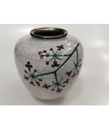 Old Vintage Karlsruhe Majolica Crackle Silver Rim Vase Hand Painted Glaz... - $1,214.32 MXN