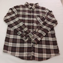 Stanley Flannel Button Shirt  Brown & White Plaid Long Sleeve - Size Men's  L image 12
