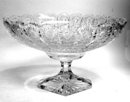Bohemian Glass Exceptional 12&quot; Diamond Footed Glass Centerpiece Bowl c1970&#39;s - £493.60 GBP