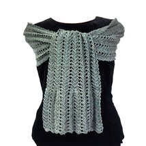 Handmade, Crochet, Openwork, Gray scarf. GR -1 - $70.00