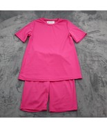 Casual 2 Piece Outfit Womens M Pink Plain Short Sleeve Top Elastic Waist... - £23.18 GBP