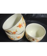 THREE (3) Hall&#39;s Superior ~ Custard Bowls ~ Autumn Leaf Pattern ~ 3.5&quot; Dia. - $49.11 CAD