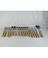 Vtg Set of 18 MCM OXFORD HALL Stainless Flatware Tan Colored Plastic Handle - $403.51 MXN