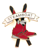 Steamboat Ski Resort Colorado Skis Boots Enamel Pin Skiing Souvenir Red Black... - £12.06 GBP