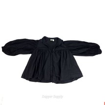 Asos Women&#39;s Black Blouse Ballon Sleeve Size 6 Button Up  - $23.66