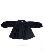 Asos Women&#39;s Black Blouse Ballon Sleeve Size 6 Button Up  - £18.60 GBP