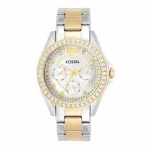 Fossil Women&#39;s Riley Quartz Stainless Steel Multifunction Watch, Color: Silver G - £63.16 GBP+