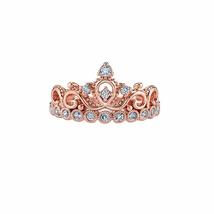 SwaraEcom 14K Rose Gold Plated Round Brilliant Shape Cubic Zirconia Crown Promis - £57.68 GBP