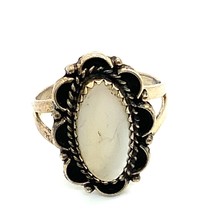 Vintage Sterling Silver Handmade Native American Navajo Oval MOP Ring size 7 1/2 - £30.37 GBP