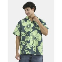 No Boundaries Men&#39;s Button Front Oversized Cabana Shirt Green Size M (38... - $18.80