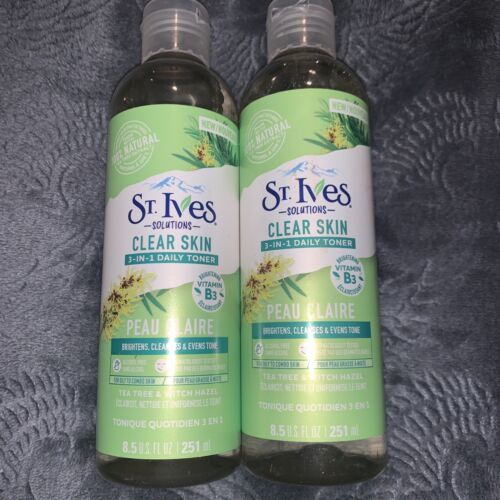 Lot of 3 St. Ives Clear Skin 3-In-1 Daily Toner, Peau Claire, 8.5oz each Tea Tre - $21.99