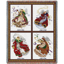 72x54 CELESTIAL ANGELS Christmas Holiday Religious Tapestry Afghan Throw Blanket - £49.85 GBP