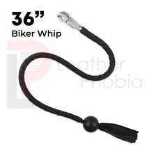 36&quot; Leather Motorcycle Get Back Whip for Handlebar Bikers Whip With Pool Ball - £149.47 GBP