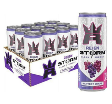 REIGN Storm Clean Energy Drink Harvest Grape 12 Fl Oz Cans Pack of 12 - £27.52 GBP