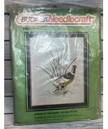 New Vintage Bucilla Creative Needlecraft "Pheasant “ 27x34 #2875 MCM Crewel - $32.67