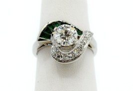 1.75 CTW Diamond and Emerald 14k White Gold Ring Stunning 2020002305 - £3,428.33 GBP