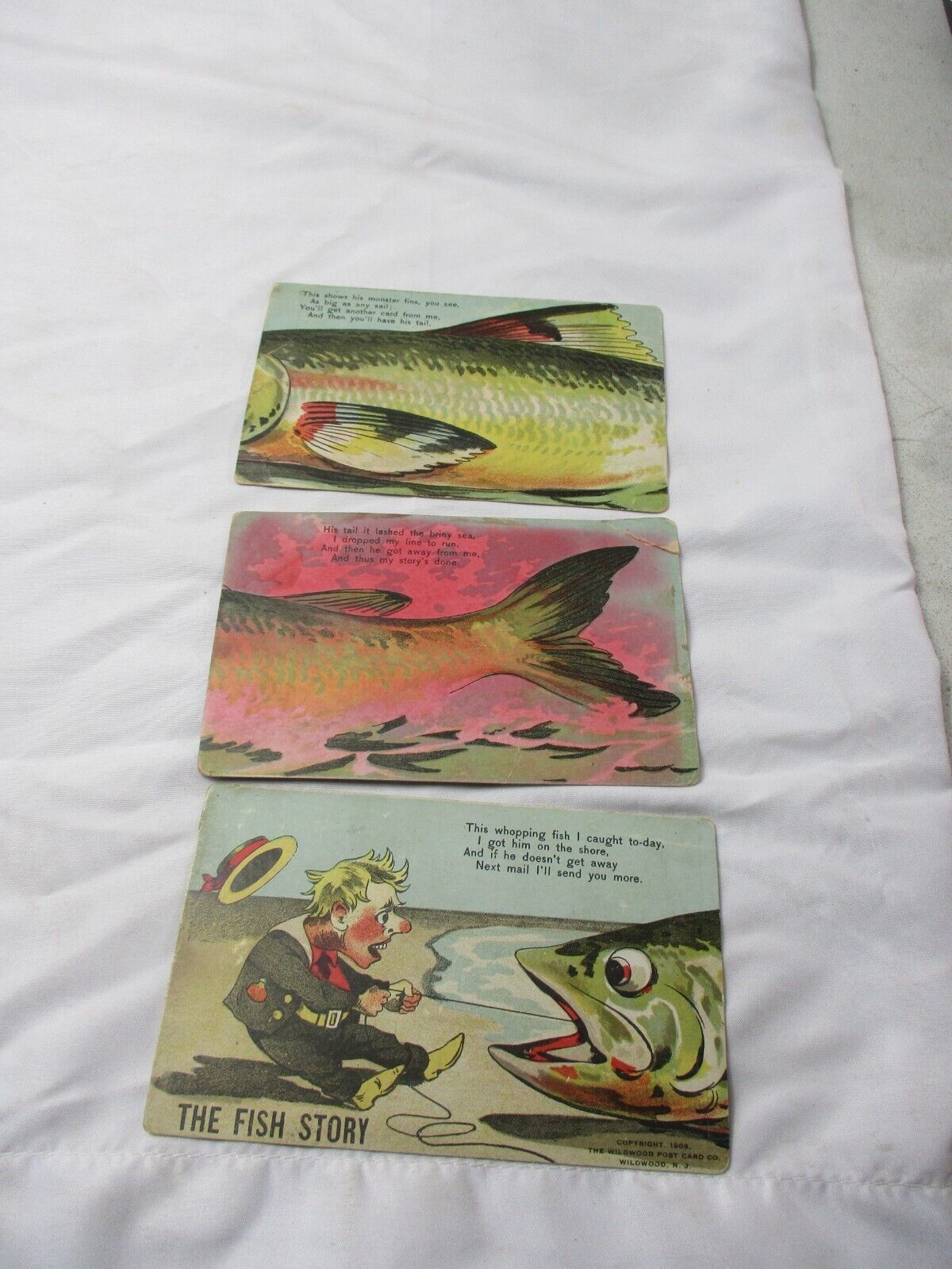 3 Antique Fish Postcards lot - $49.49