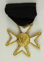 Vintage Widows MEDAL Masons Virginia Masonic White Enamel Maltese Cross Pin - £18.97 GBP