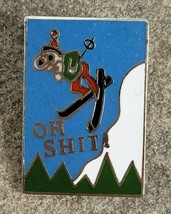 OH SH!T Downhill Novelty Souvenir Humor Funny Skier Ski Lapel Hat Pin Swear Word - £7.82 GBP