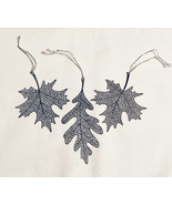 Vintage Taiwan leaf ornaments maple oak silver tone metal Christmas autu... - $6.00