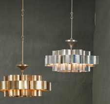 CURREY CO Grand Lotus Chandelier Silver Deco Mod Hollywood Regency Moroccan - £1,129.86 GBP