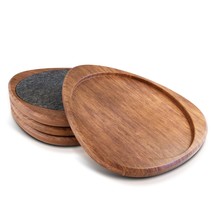 Mid Century Wooden Coasters With Absorbent Felt, Mcm Modern Decor, Coaster For C - £30.29 GBP