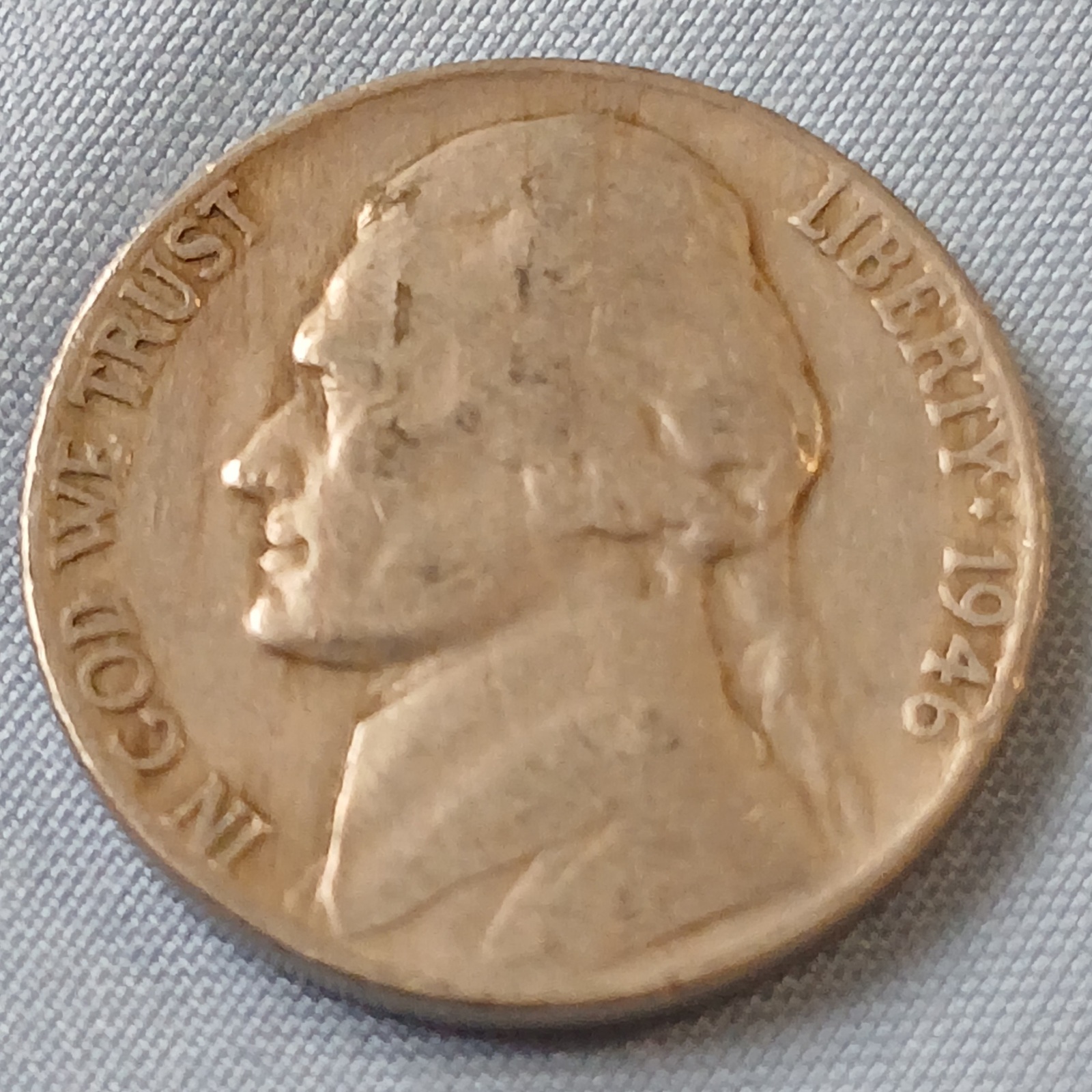 US 1946 JEFFERSON NICKLE - Phila Issue - Authentic 80 yr old circ Collec... - $3.25