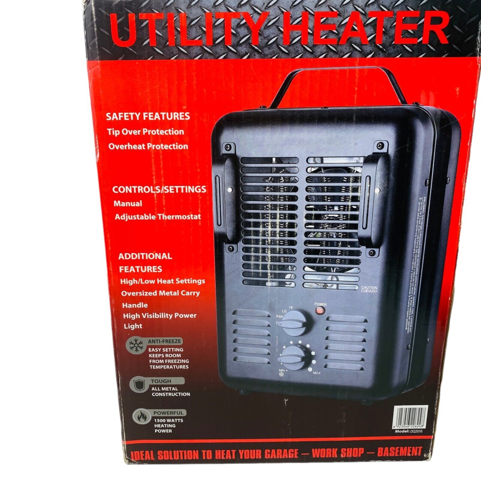 Utility DQ2016 Milkhouse Style Electric FanForced Space Heater Black