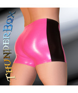 ThunderBox Faux Latex Hot Pink &amp; Black Racer Shorts S, M, L, XL - $565.44 MXN
