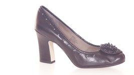 B Makowsky Sindy Womens Black Leather Studded Flower Pumps Heels Shoes 8.5 M - £19.77 GBP