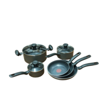 T-fal Cookware Set Nonstick Inside and Out 9 Piece Gray - £79.80 GBP