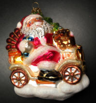 Impuls Glass Christmas Ornament Santa's Car Mouth Blown Hand Painted in Poland - $12.99