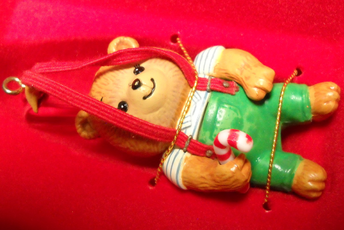 Primary image for Enesco Christmas Ornament 1987 Teddy's Suspenders M Gilmore Designs Original Box