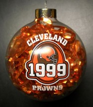 Topperscot Christmas Ornament Cleveland Browns 1999 Orange Ribbon in Clear Bulb - £6.28 GBP