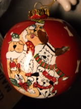 Market Day Christmas Ornament Dogs With Bone Stylized Dog Art and Multiple Bones - $10.99