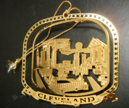 Cleveland 2000 Christmas Ornament Nation's Treasures Gold Finished Brass Boxed - $8.99