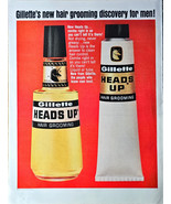 Gillette Heads Up Hair Grooming Never Greasy 1965 Vintage Print Ad - $180.11 MXN