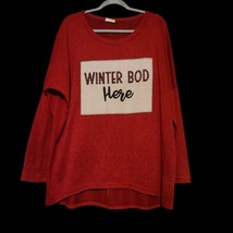 Oversized Knit Pullover 3/4 Sleeve Relaxed Fit Novelty Winter Bod Here T... - $11.30