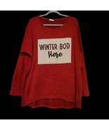 Oversized Knit Pullover 3/4 Sleeve Relaxed Fit Novelty Winter Bod Here T... - $214.77 MXN