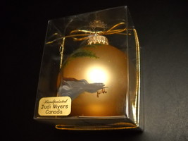 Judy Myers Canada Handpainted Christmas Ornament Parry Sound Ontario Boxed Golds - $12.99