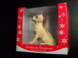 Sandicast Christmas Ornament Yellow Labrador Retreiver and Santa Hat Joy... - $12.99