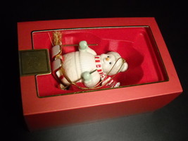 Lenox Christmas Ornament Snowman On Skis with Ski Poles Boxed White Gold... - $15.99