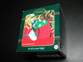Carlton Cards Heirloom Ornament 2002 To All A Good Night Flocked Santa and Toys - $7.99