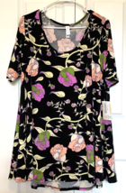 LuLaRoe Tunic Popover Top Womens Size Large Black Floral Print New w/Tags - £10.68 GBP
