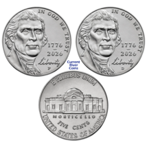 2026-P&amp;D Jefferson 1776~2026 Nickels BU Mint State 2 Coin Set  **INSTOCK!** - $4.70