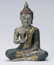 Buddha - Antik Khmer Stil Sitzender Holz Buddha Statue Unterricht Mudra - - £144.92 GBP