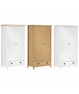 Classic Style Pine Wooden 2 Door Wardrobe With Hanging Clothes Rail Draw... - £307.23 GBP+
