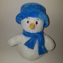 American Greetings Snowman Plush 9&quot; White Stuffed Animal Toy Blue Hat Sc... - £8.51 GBP